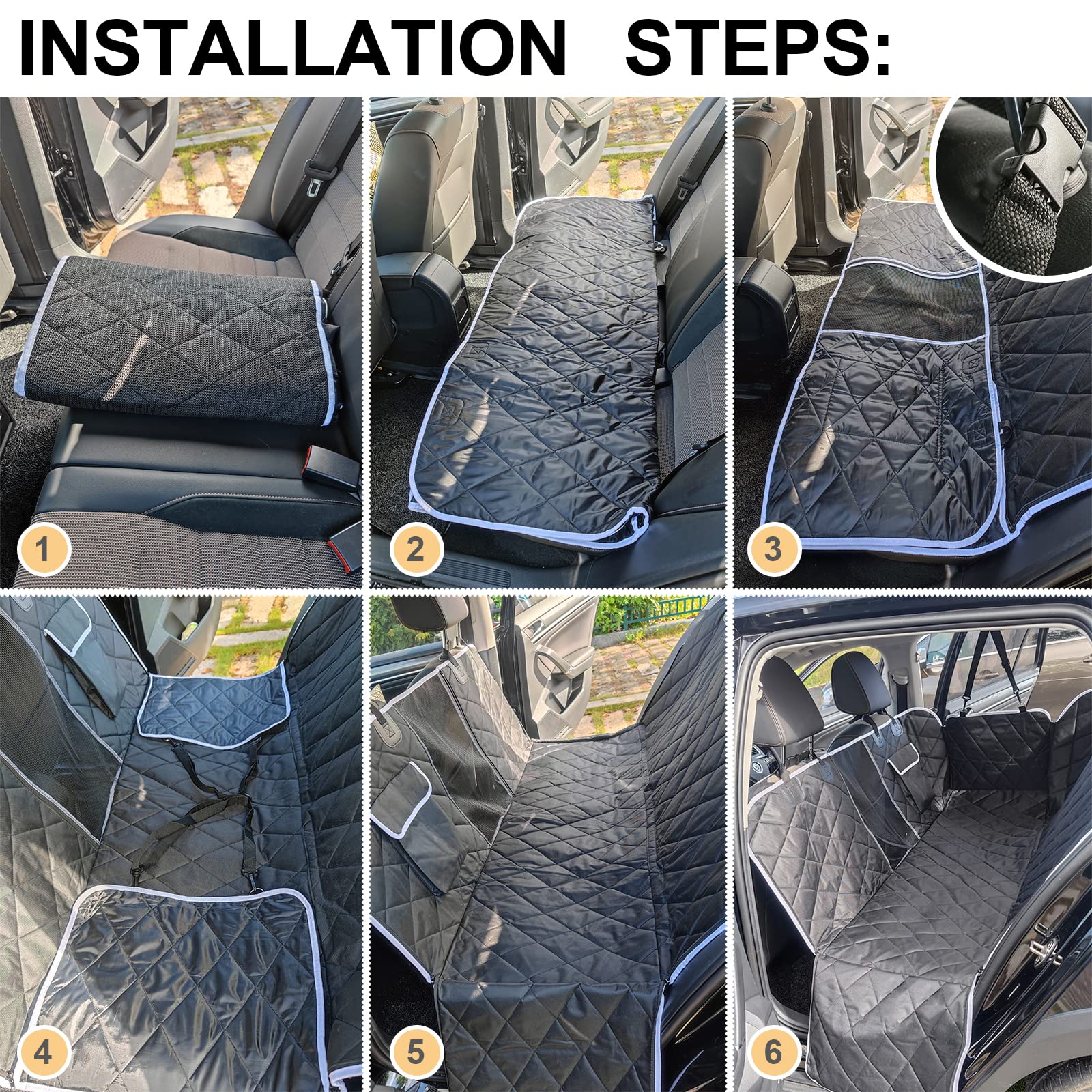 AULDEY dog car seat cover universal fit for cars, trucks, and SUVs