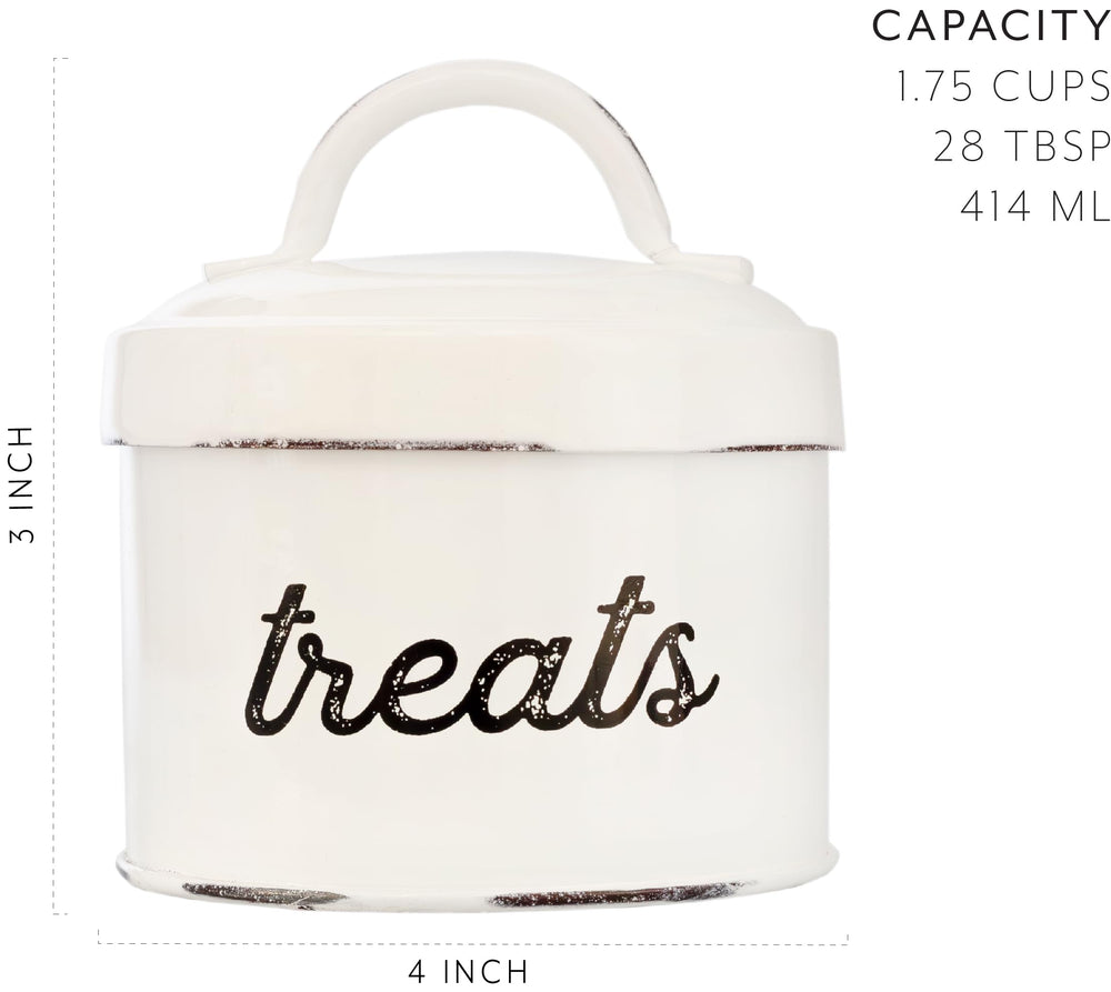 AuldHome cat treat container with airtight seal protects treats from moisture.