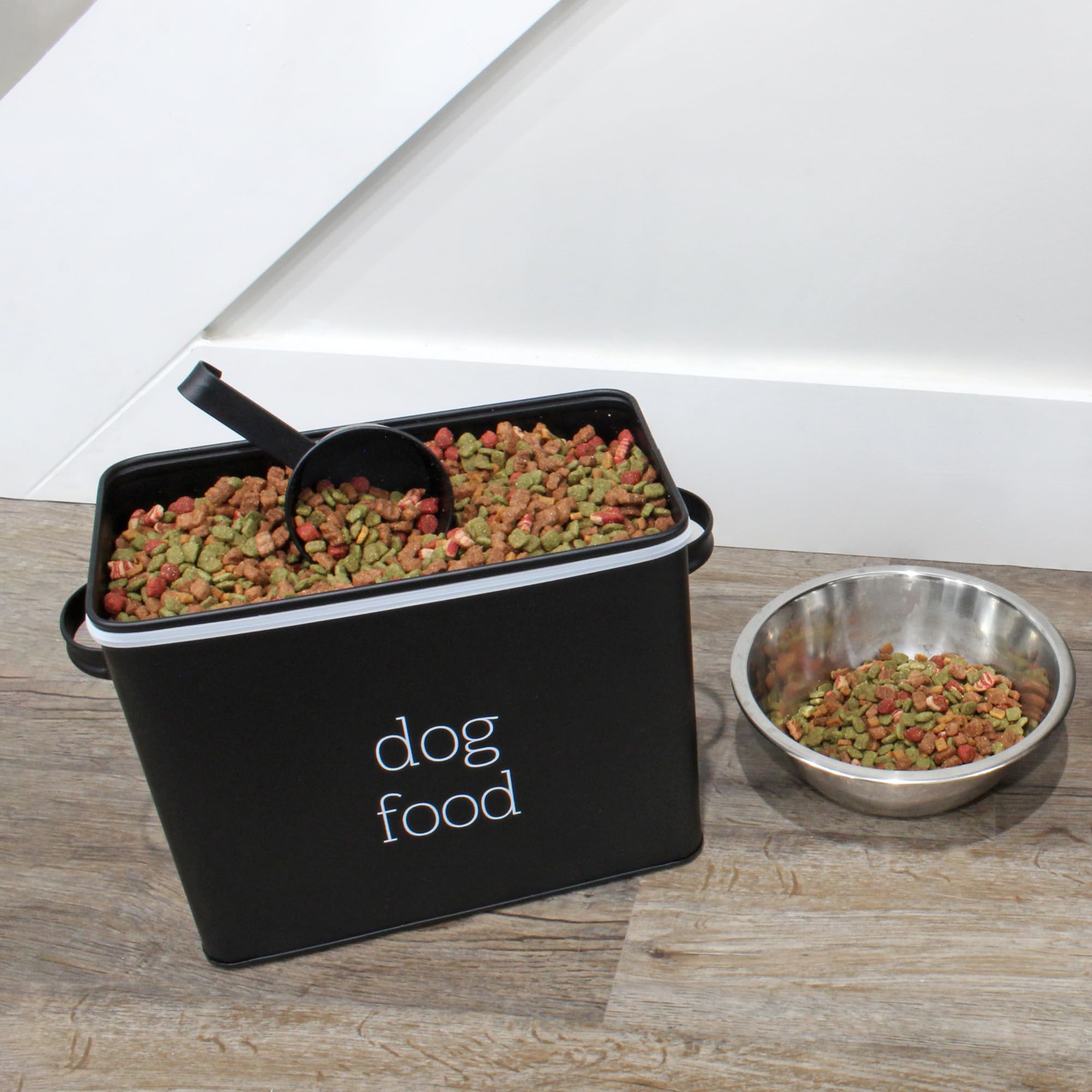 AuldHome Design enamelware canister on kitchen counter with farmhouse style