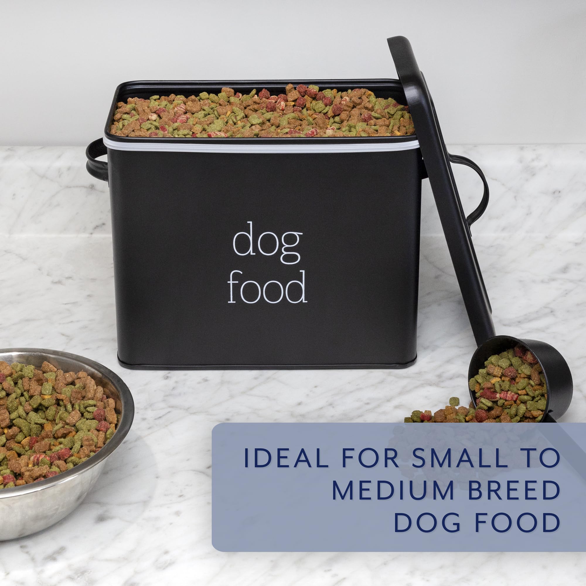 AuldHome Design retro dog food canister black labeling for snacks and meals