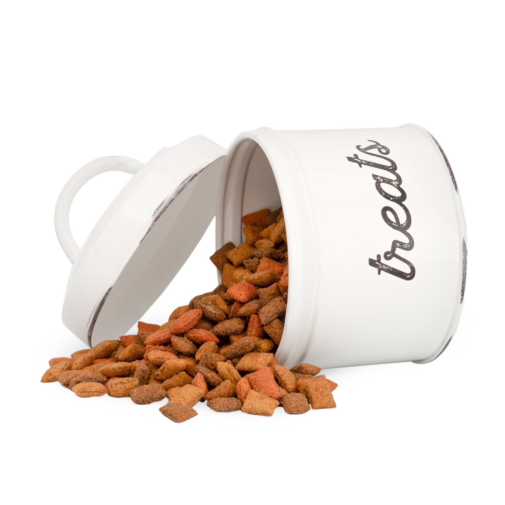 AuldHome small white jar with black print offers retro look and practical storage.