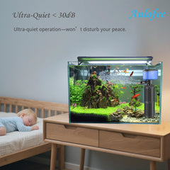 Aulofee all-in-one filtration system supports freshwater and saltwater tanks.