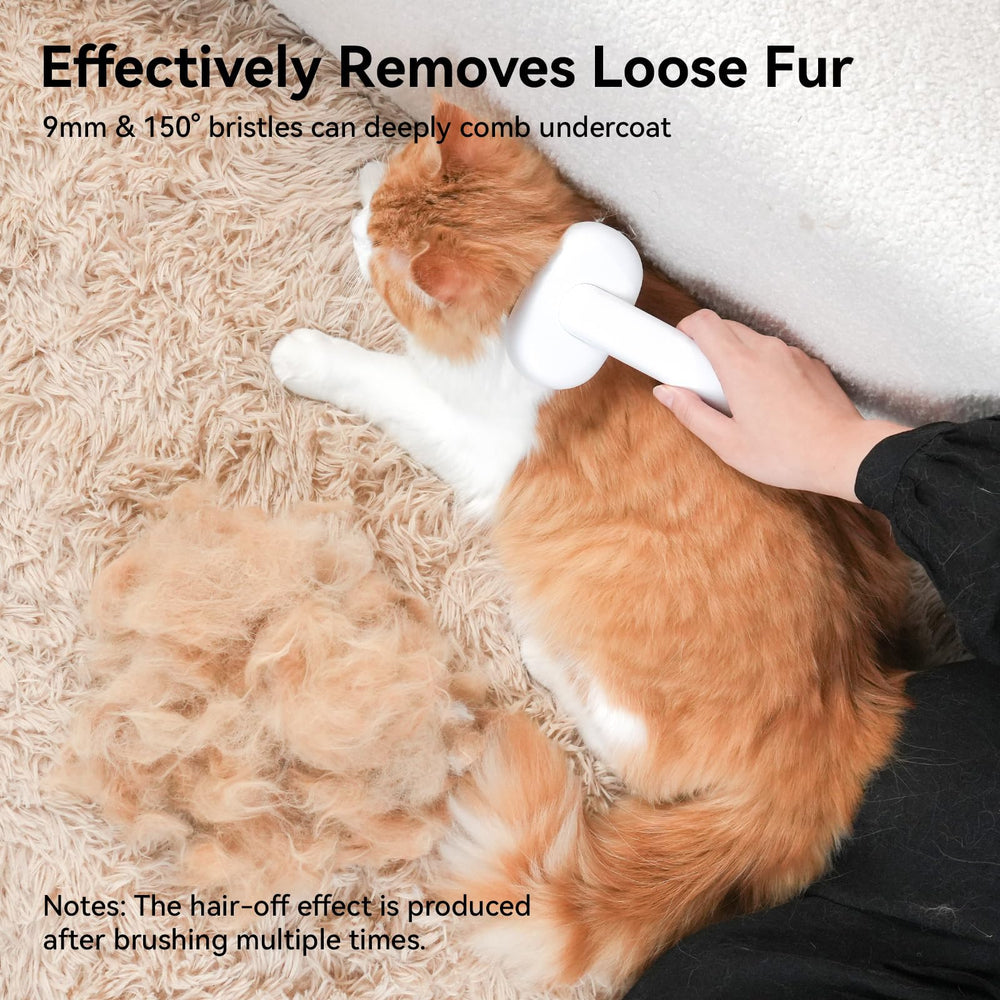 Aumuca Cat Brush 150-degree needles reach undercoat for thorough grooming.