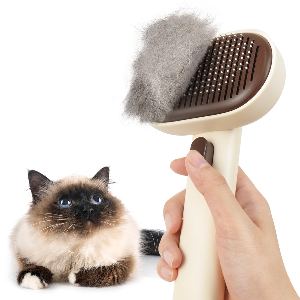 Aumuca cat brush deshedding bristles remove loose fur efficiently.