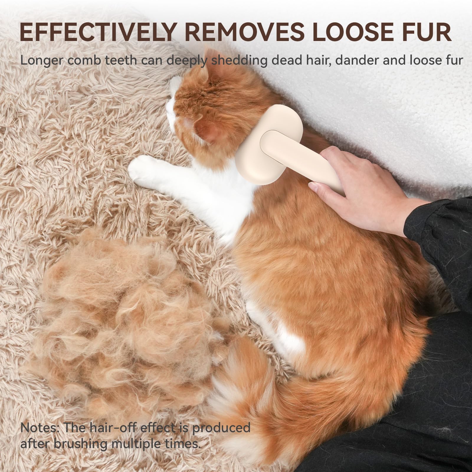 Aumuca cat brush easy-clean design simplifies fur disposal after grooming.