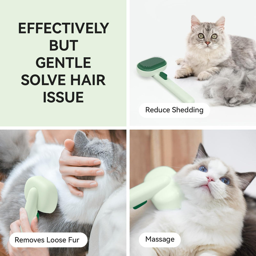 Aumuca cat brush ergonomic handle close-up ideal for comfortable pet grooming