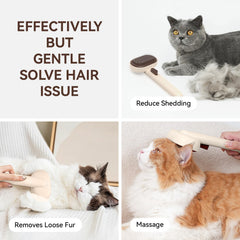 Aumuca cat brush with massage feature for a soothing grooming experience.