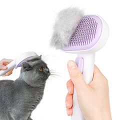 Aumuca self-cleaning cat and dog grooming brush removes loose fur for a cleaner coat.