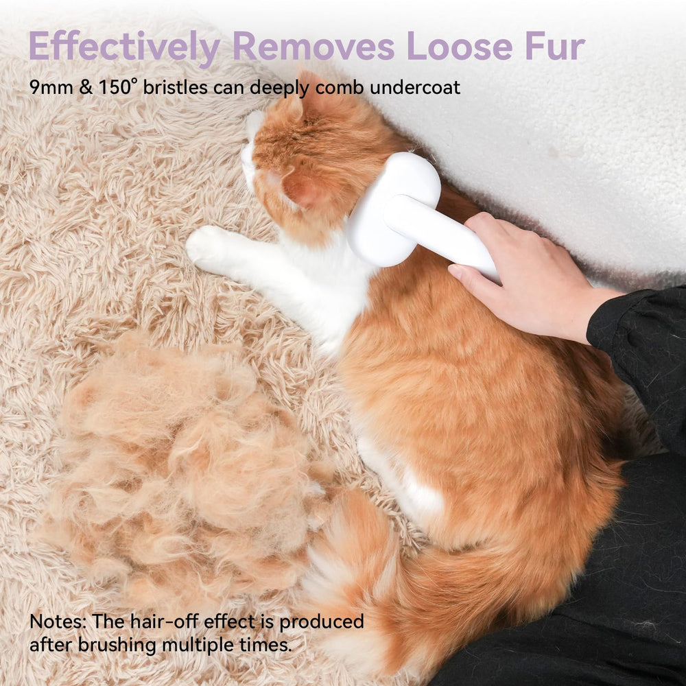 Aumuca rabbit grooming brush helps remove stray fur without tugging.
