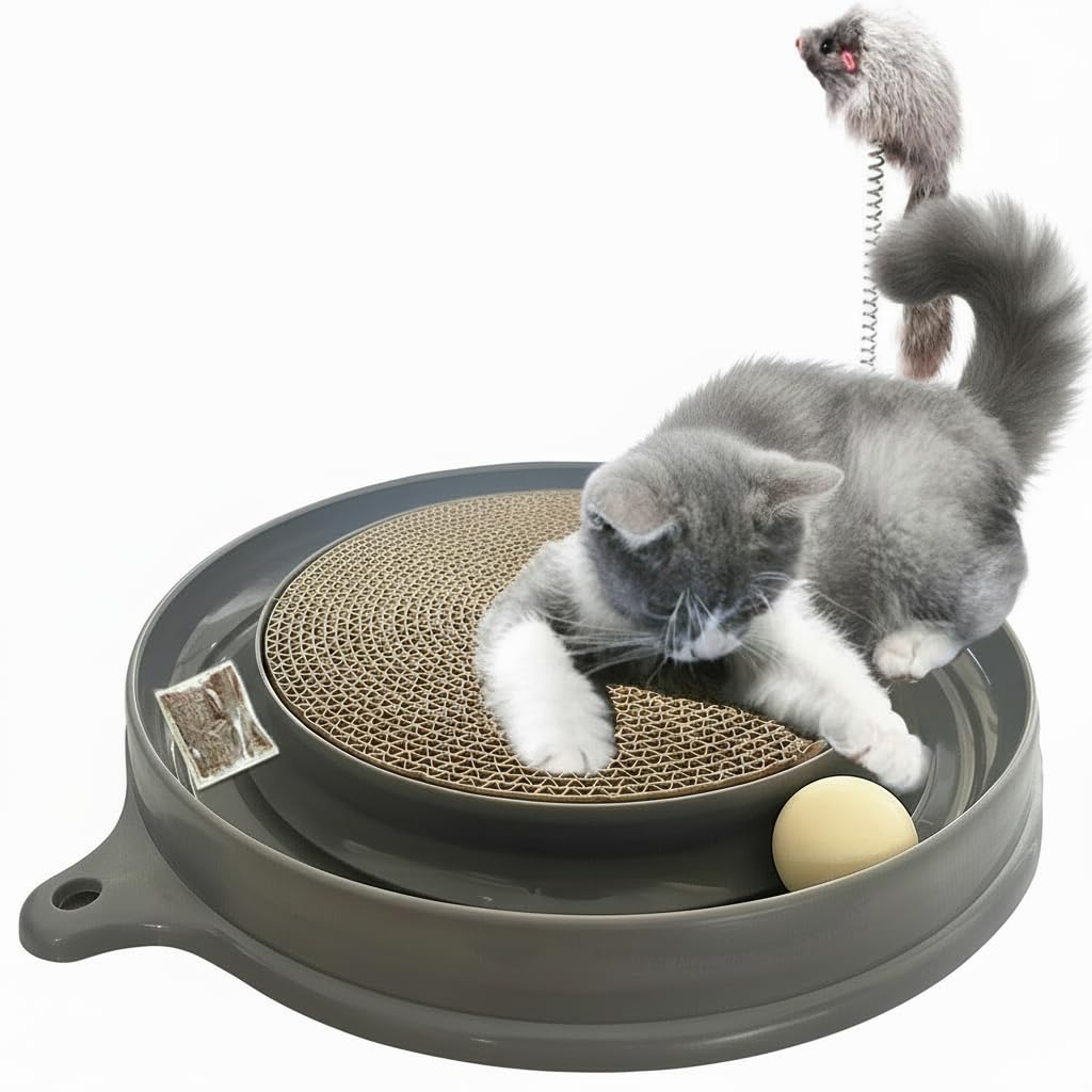 AUOON cat scratcher toy with ball track for interactive play