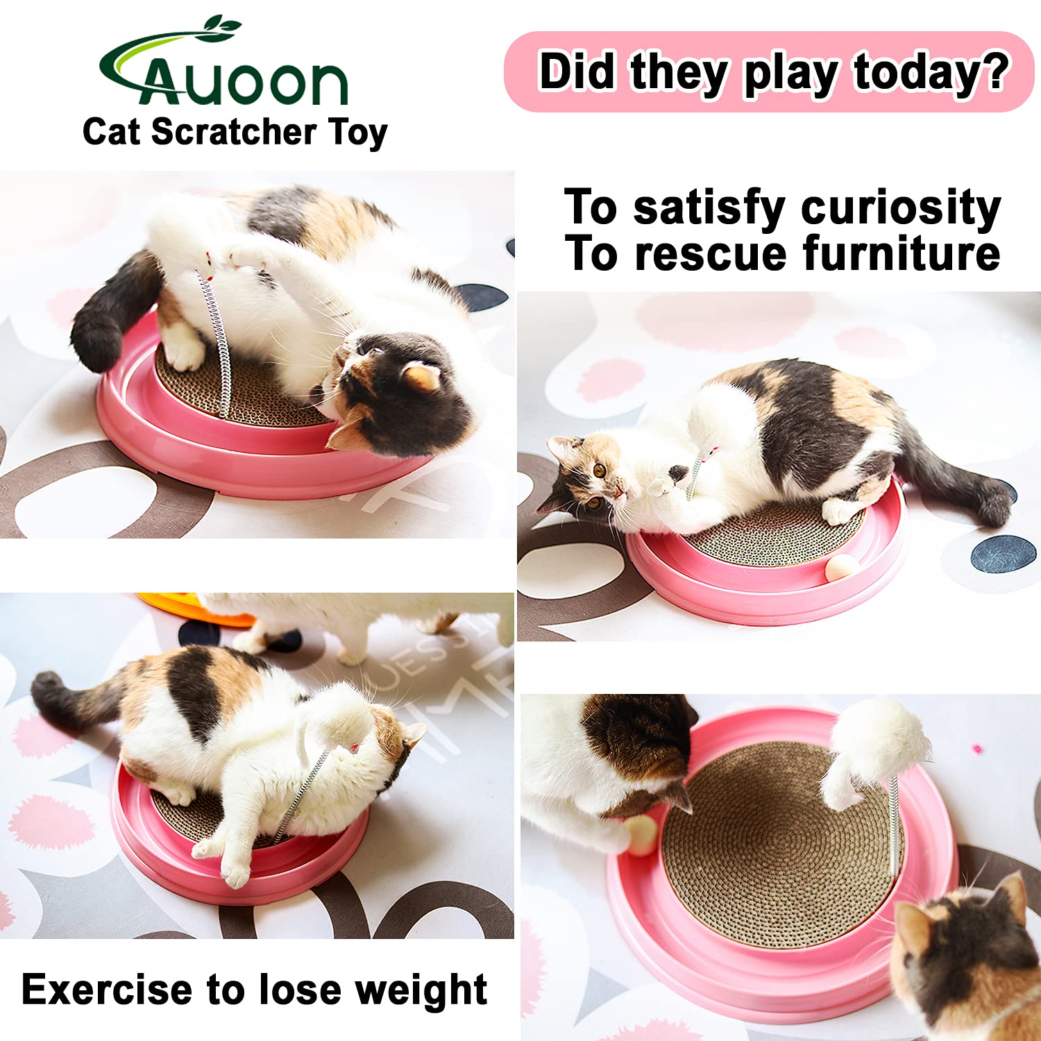 AUOON durable cardboard scratching surface supports claw health