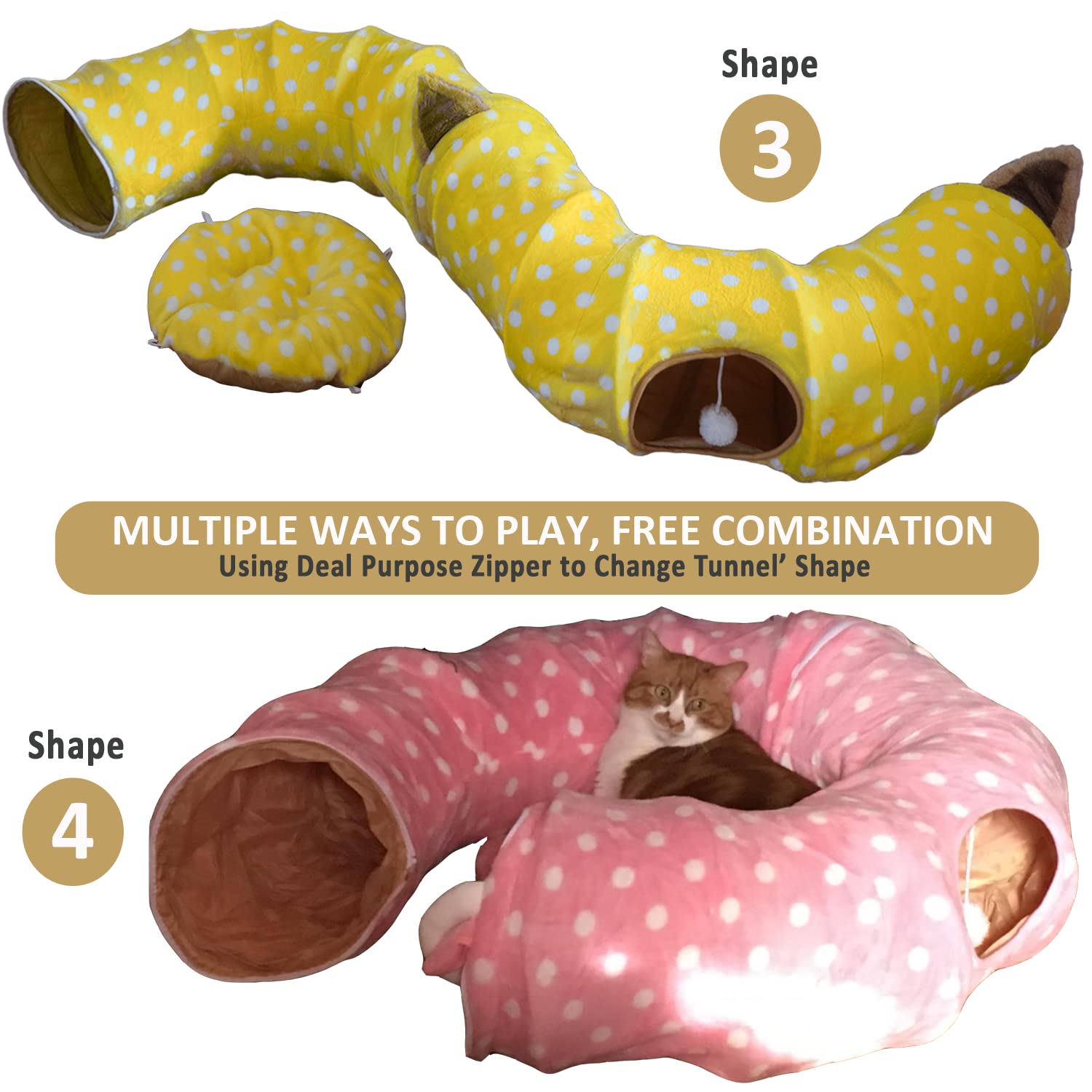 AUOON Cat Tunnel Bed collapsible design for easy storage.