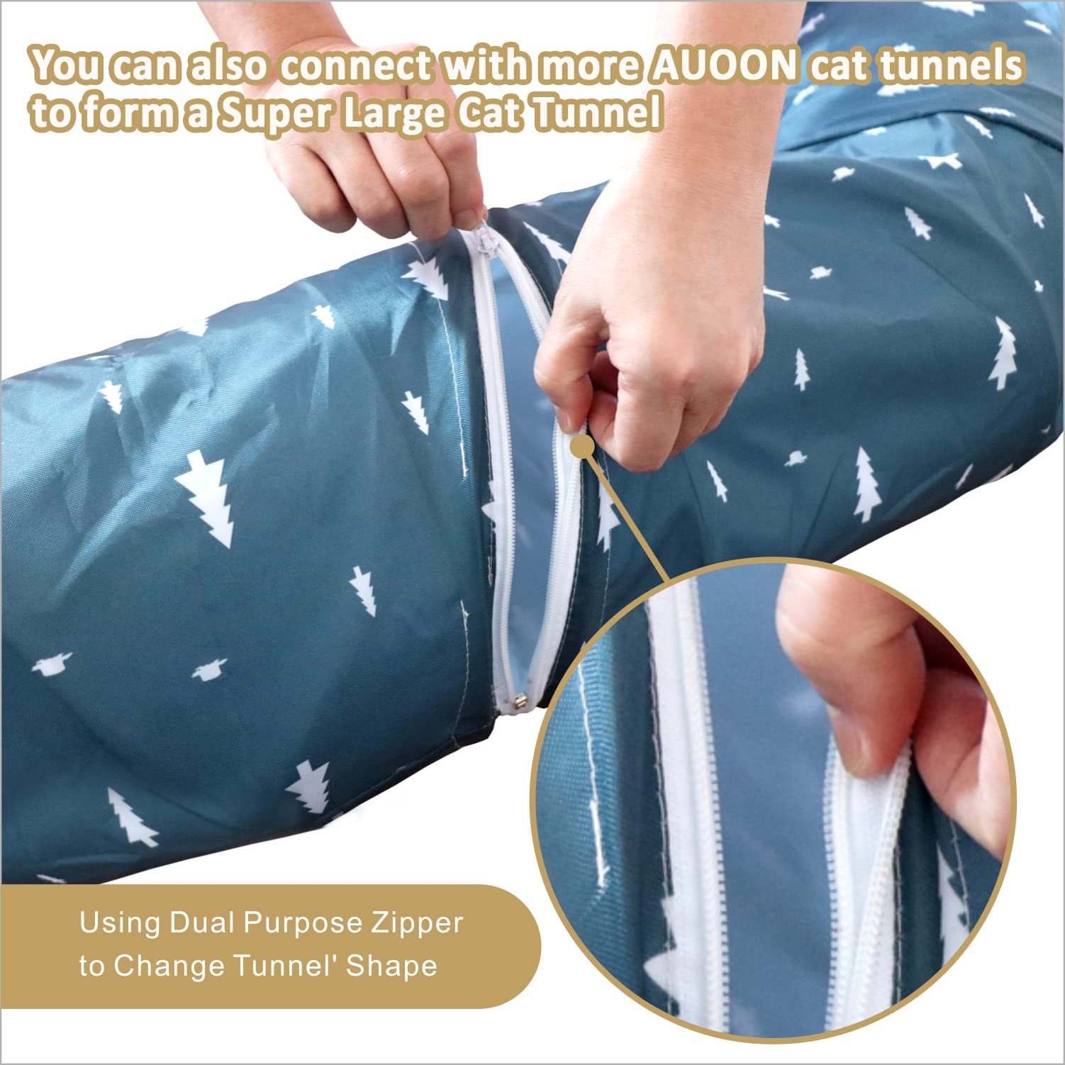 AUOON Cat Tunnel Bed durable, easy-clean materials resist wear.