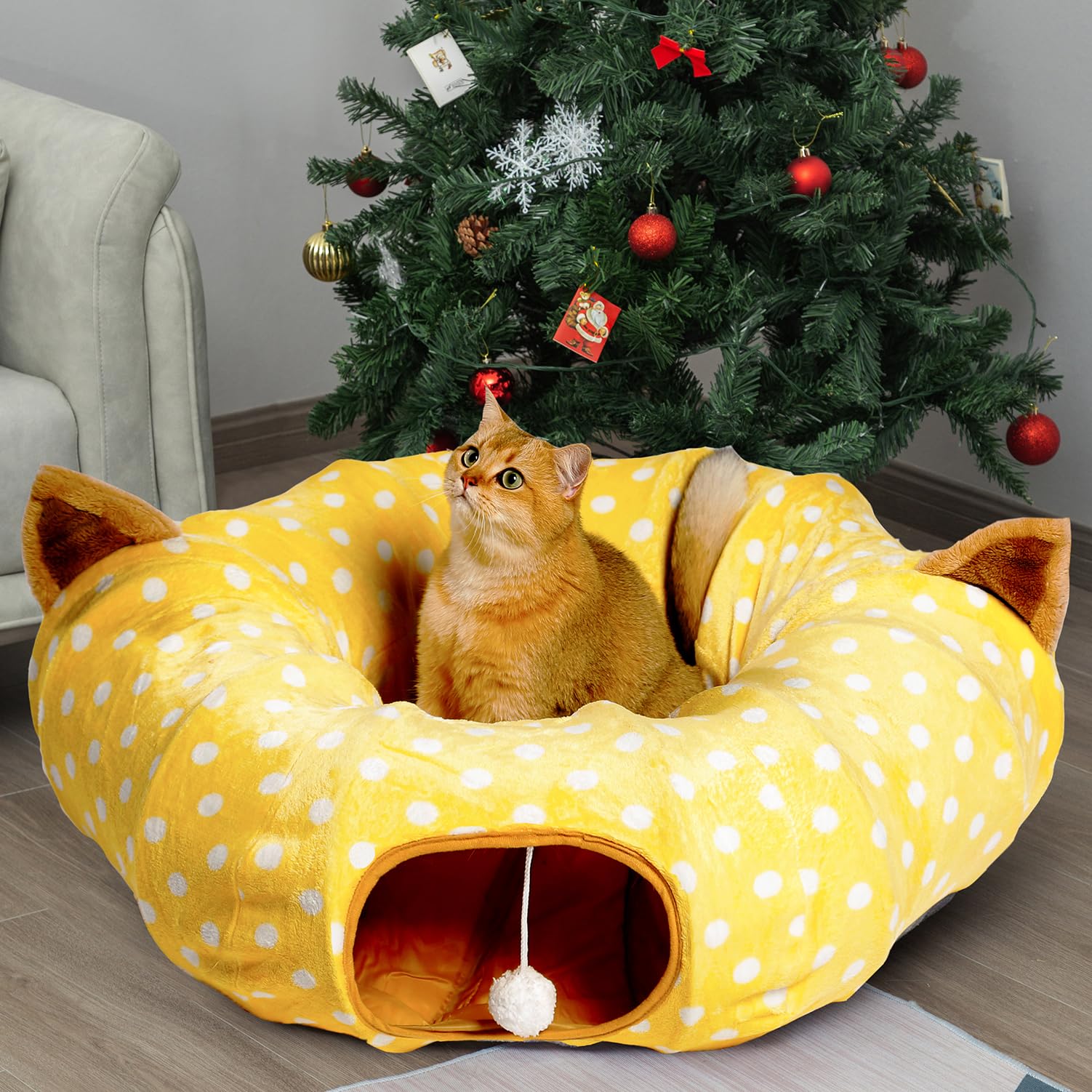 AUOON Cat Tunnel Bed freestanding design fits any room corner.