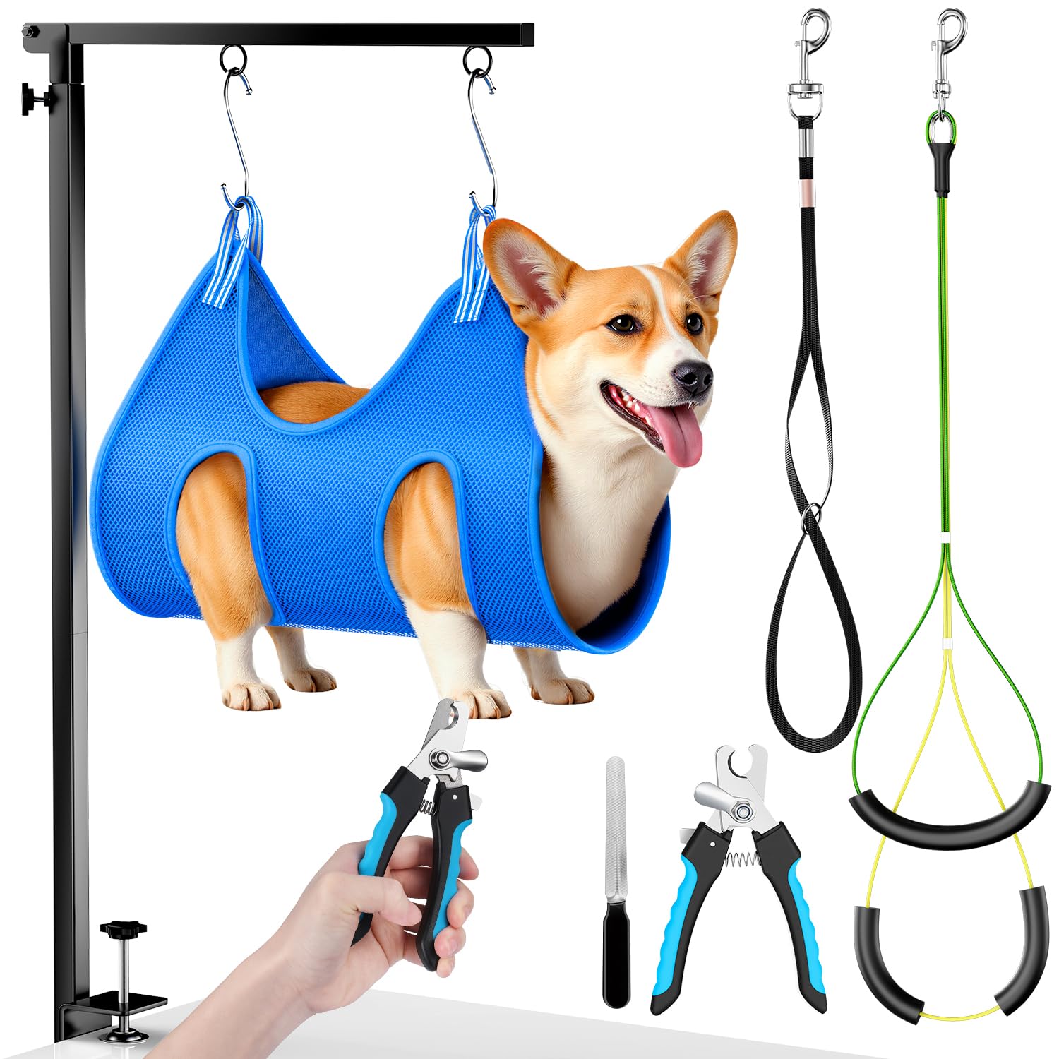 AUORC dog grooming arm with hammock for table stability and small dogs