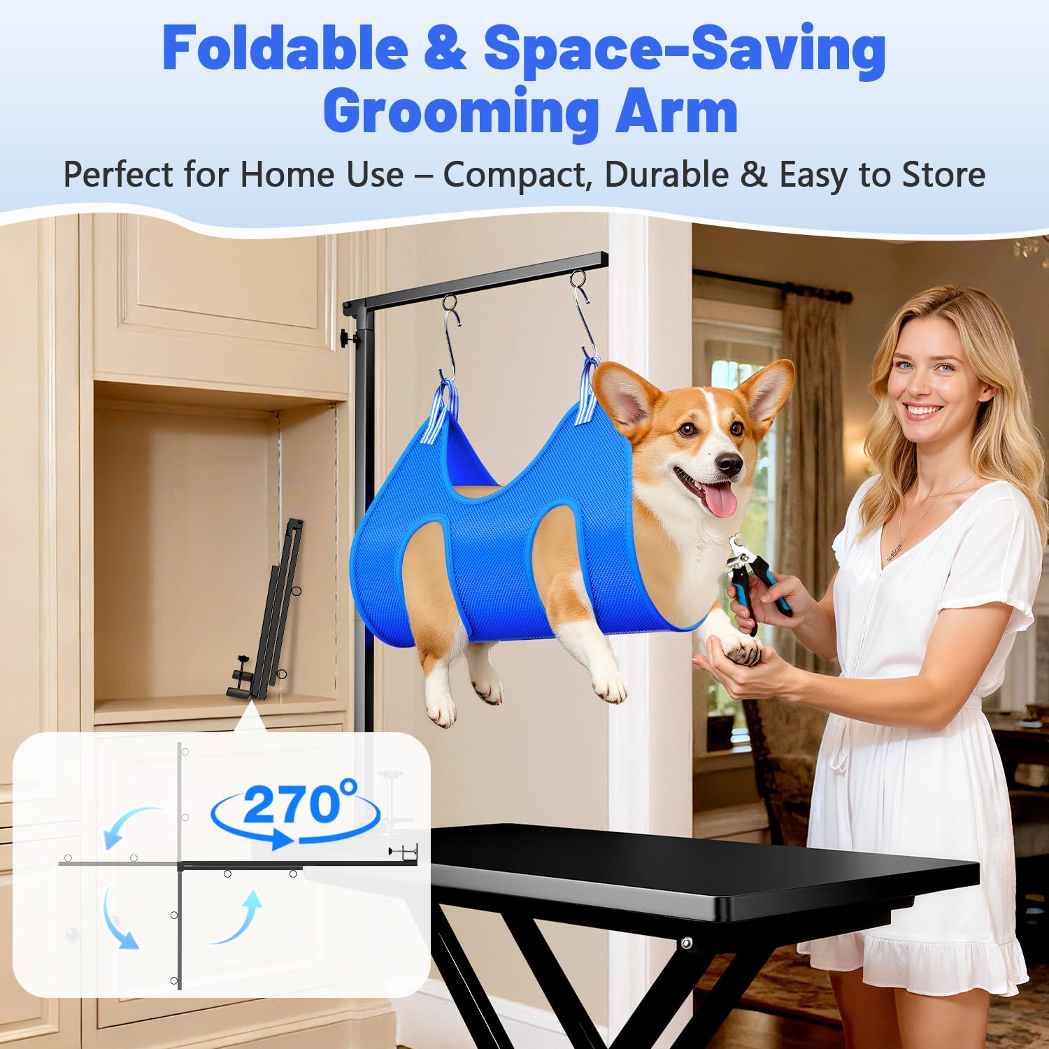 AUORC soft foam padding protects neck and abdomen during grooming