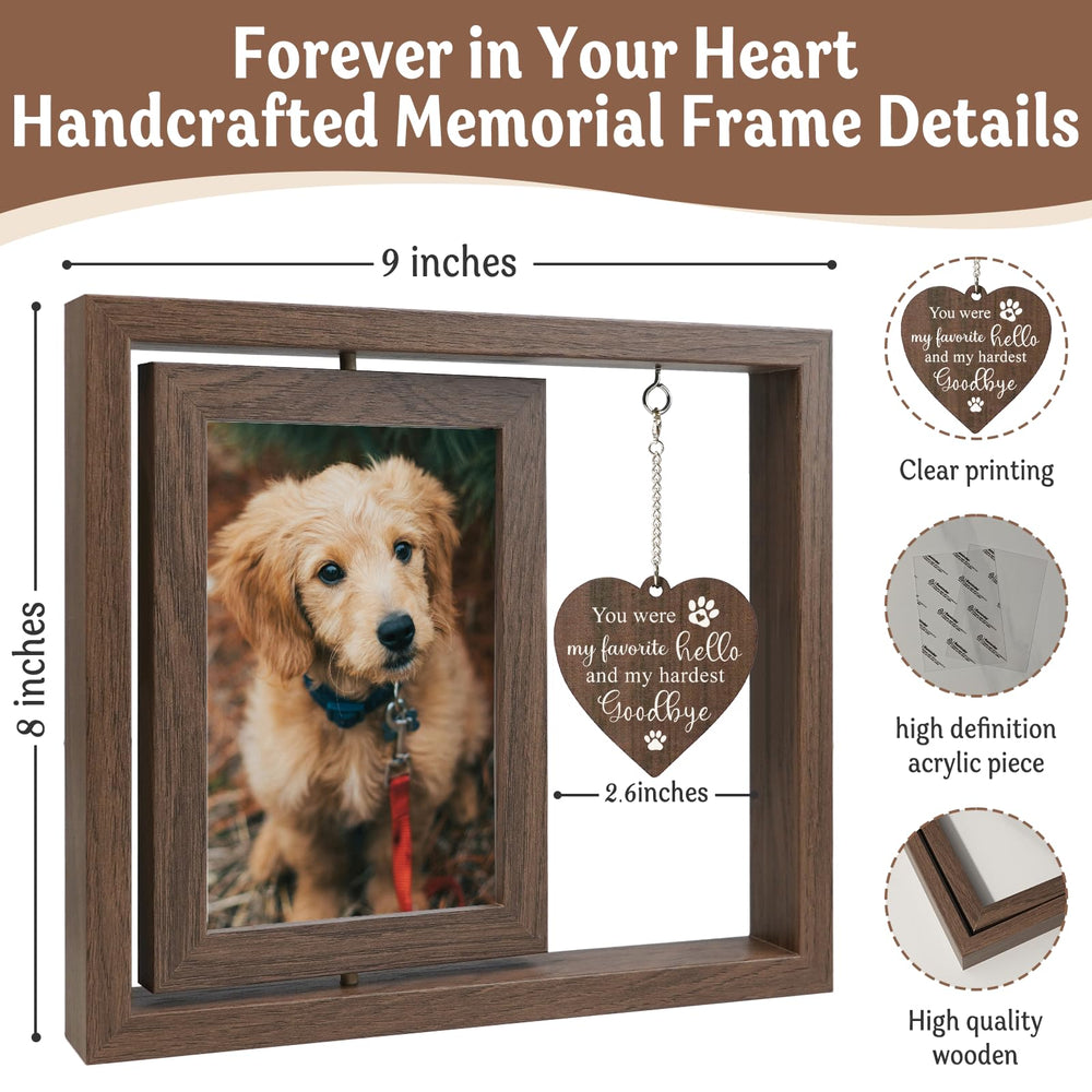 Aurlova dog memorial rotating frame back view highlighting dual-sided display.