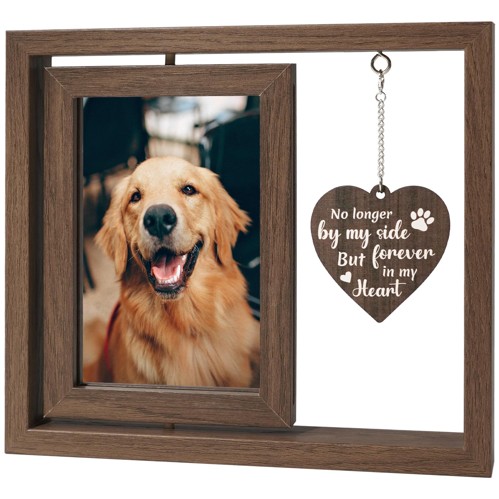 Aurlova rotating 4x6 pet memorial frame on a bedside table preserves memories