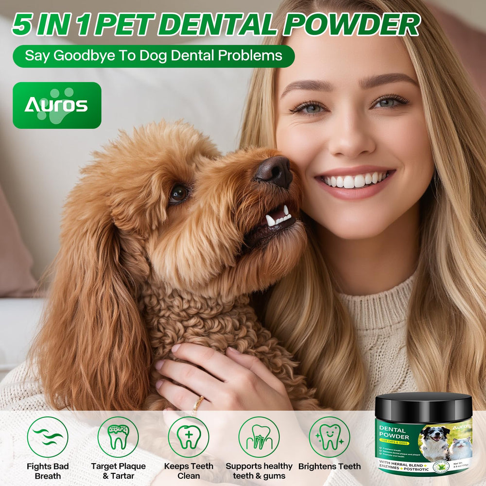 AUROS probiotics-dog-dental-powder demonstrates probiotic benefits for gut and oral health.