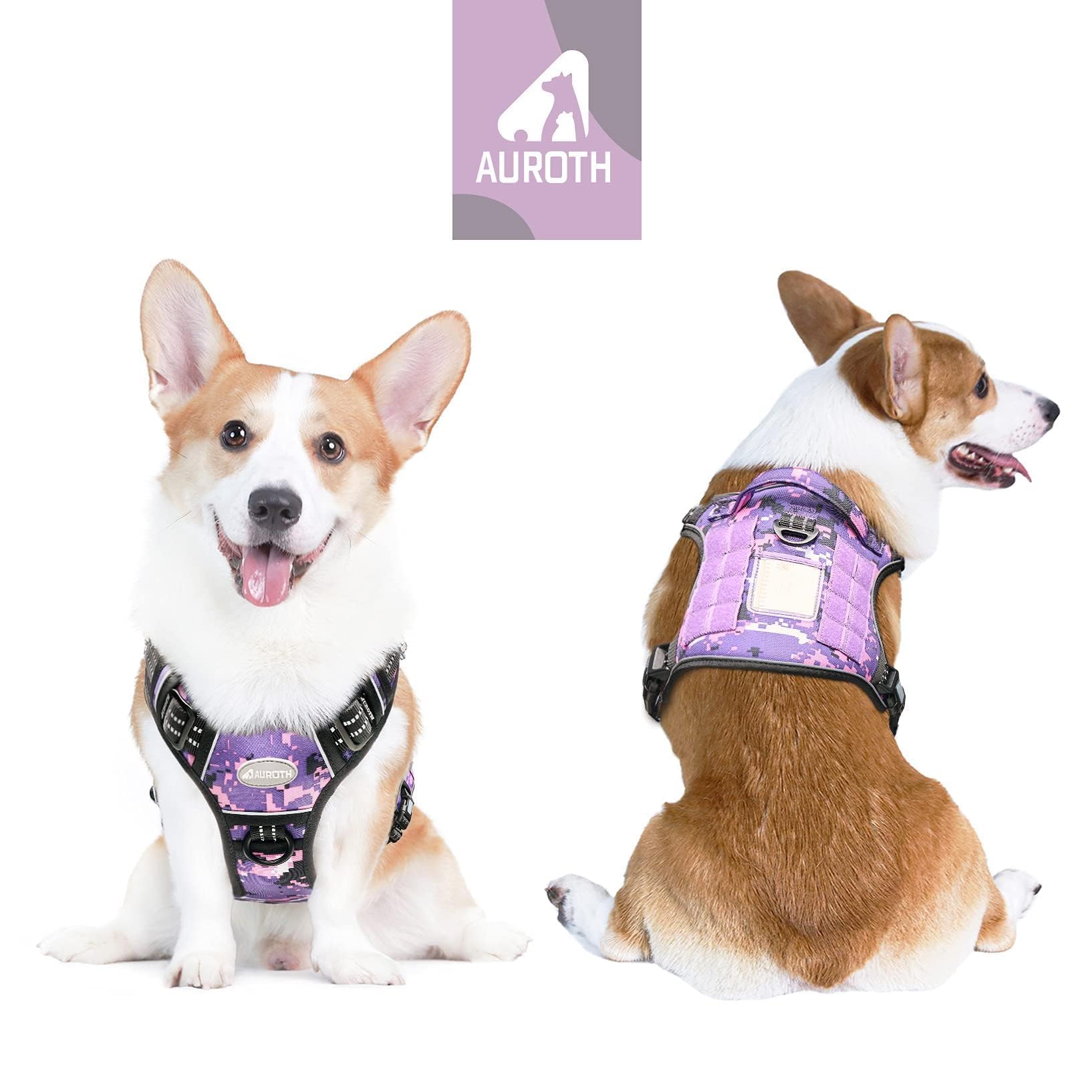 AUROTH adjustable-fit harness shown on a dog for snug comfort.