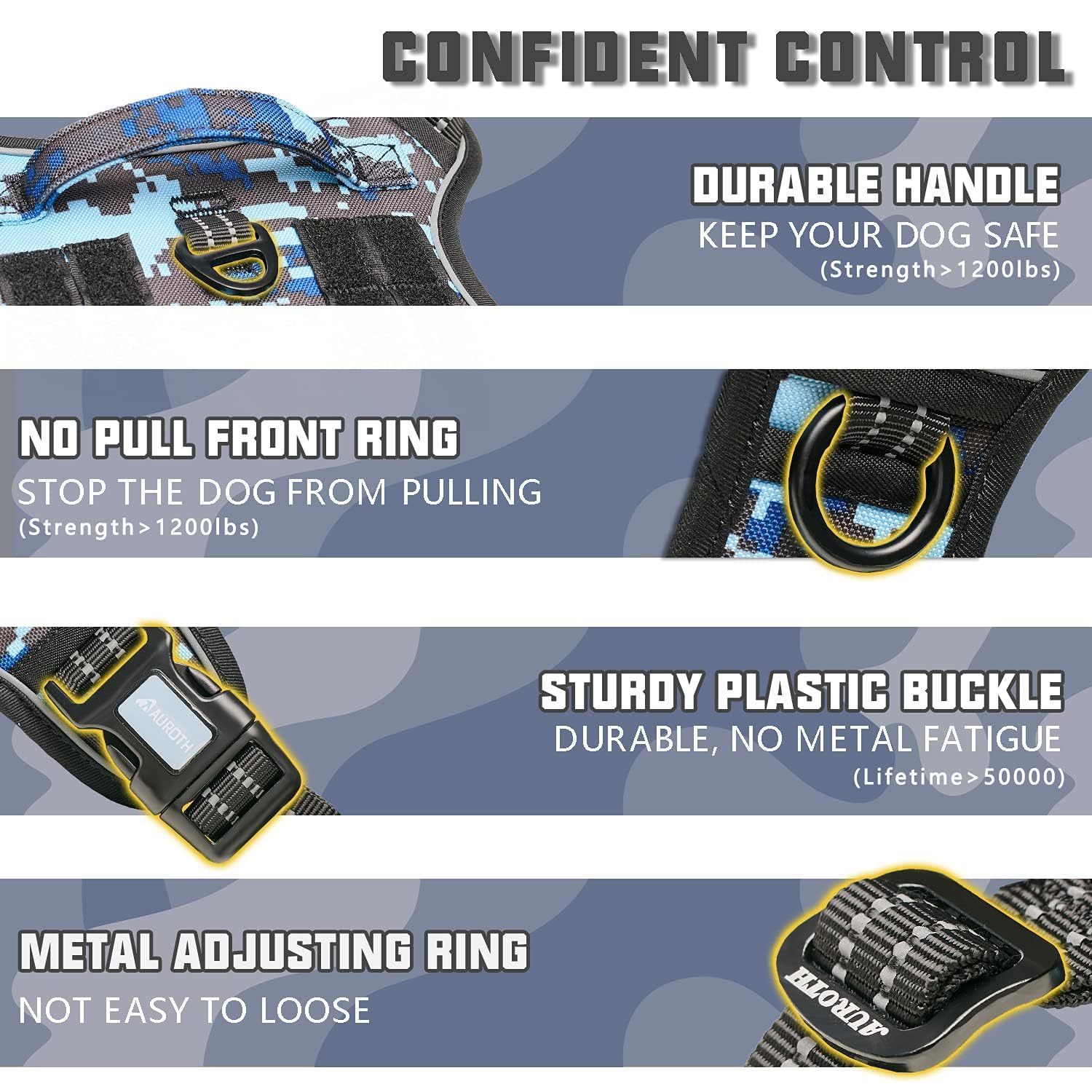 AUROTH Harness back clip enables comfortable walks with secure control.
