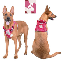 AUROTH tactical dog harness back view in pink camo highlighting back leash point