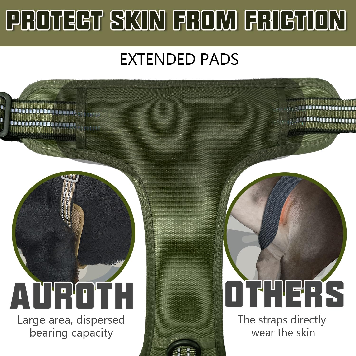 AUROTH Tactical Dog Harness breathable padding keeps dogs comfortable