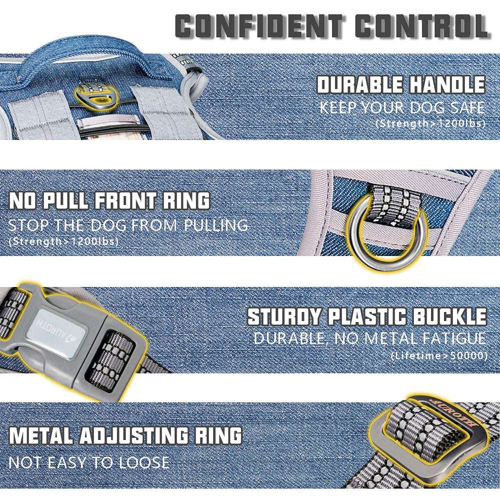 AUROTH Tactical Dog Harness durable-nylon-stitching supports rugged outdoor use.