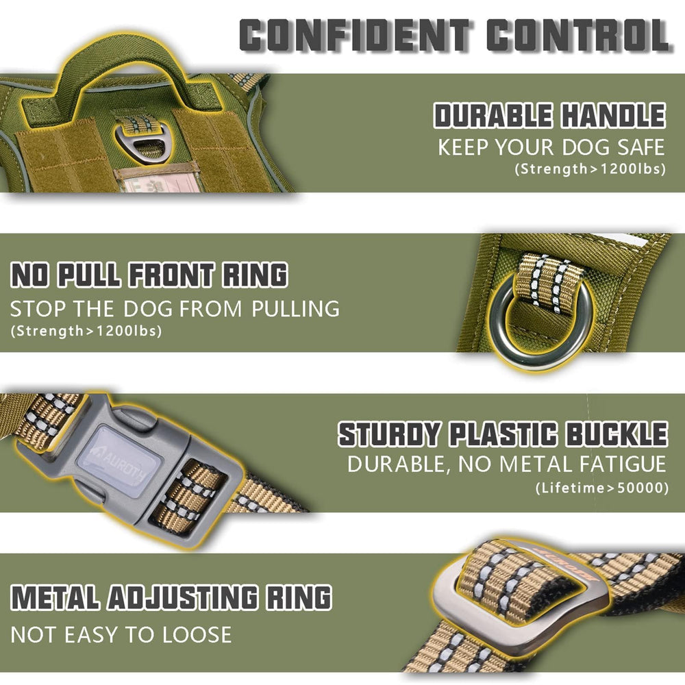AUROTH Tactical Dog Harness durable nylon and strong stitching for rugged outdoor use