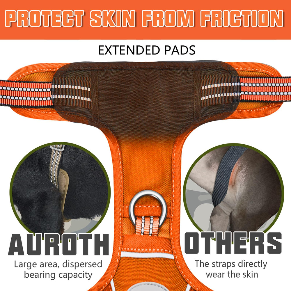 AUROTH harness with breathable air mesh keeps dogs cool on hikes.