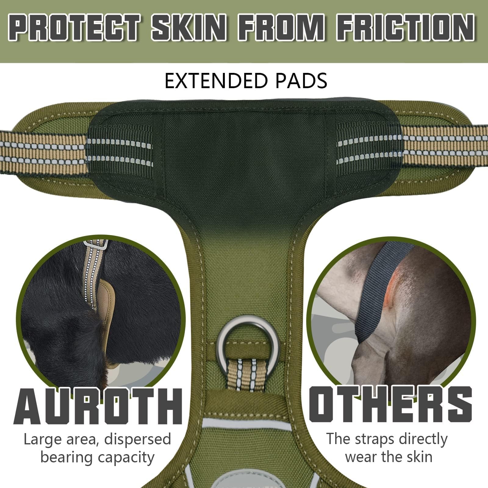 AUROTH Tactical Dog Harness with Molle side strips to carry gear on hikes