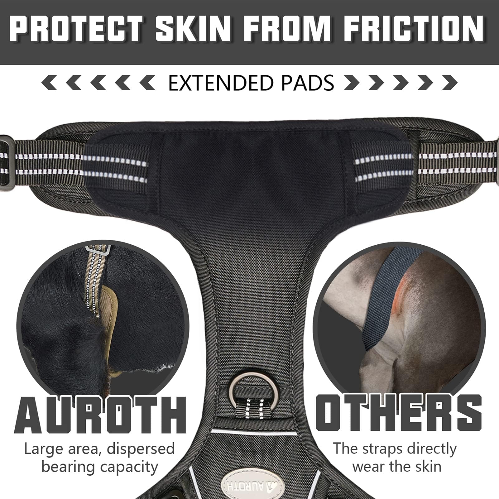 AUROTH Durable nylon harness with reinforced stitching for rugged outdoor use.