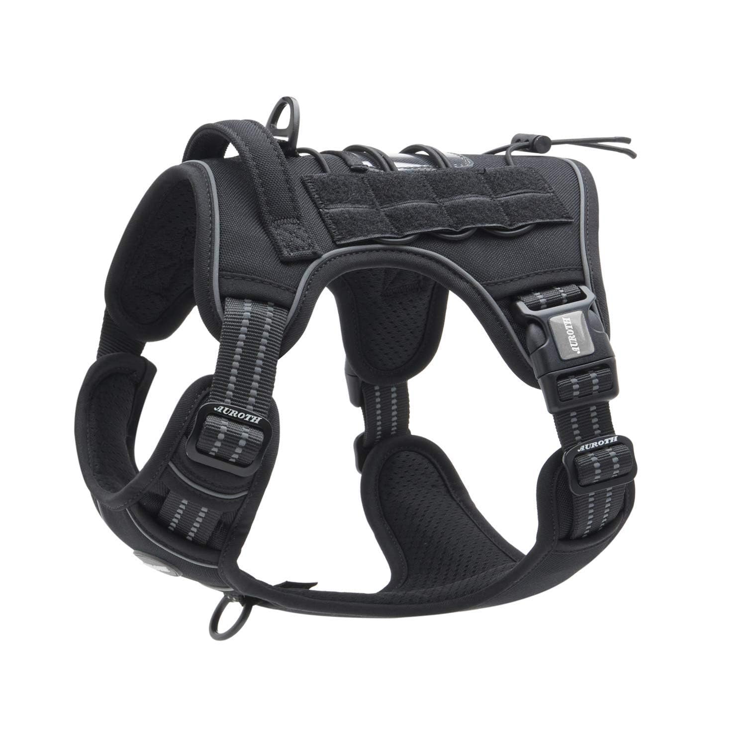 AUROTH Tactical Harness front-clip no-pull design improves training and control.