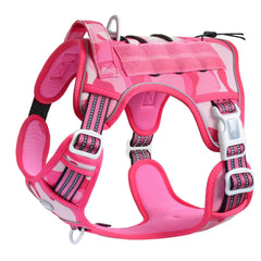 AUROTH tactical dog harness pink camo front view with adjustable straps and secure fit.