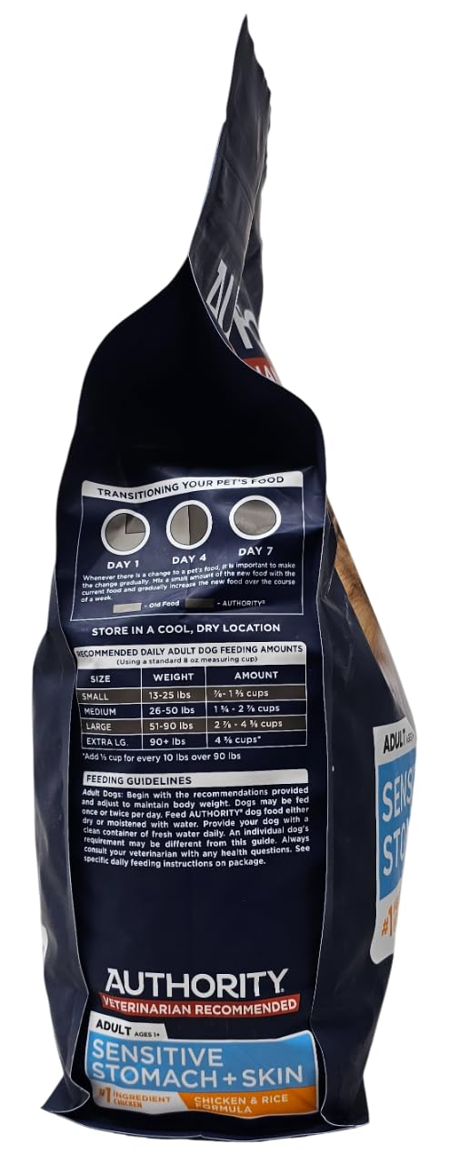 Authority dog eating dry kibble illustrates a palatable meal for sensitive stomachs.