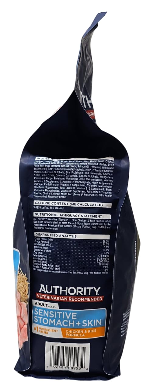 Authority serving guide on bag helps accurate meal portions.