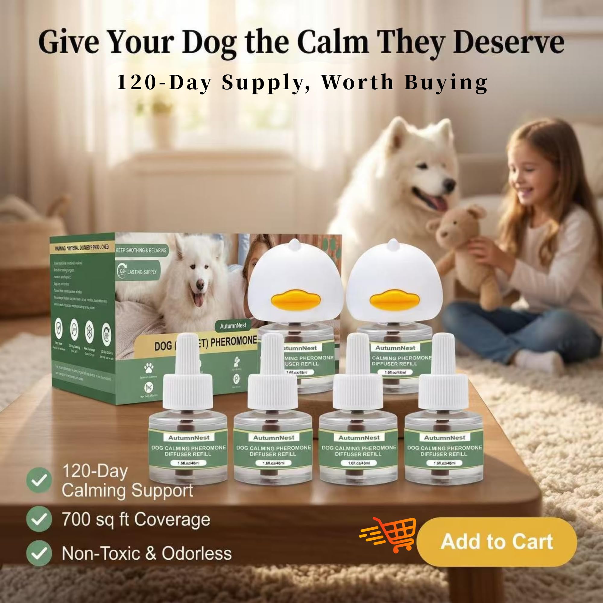 AutumnNest diffuser used during fireworks or vet visits for calmer moments