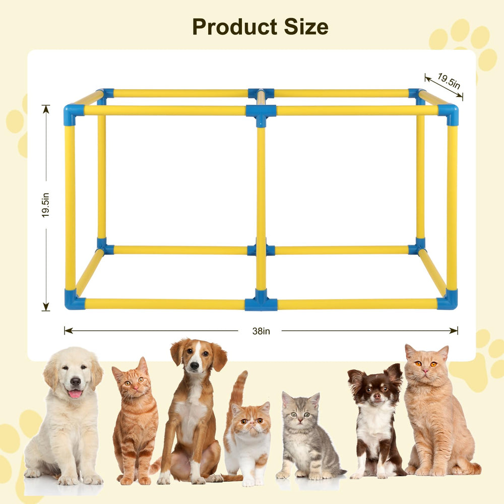 Autyomo Puppy Jungle Gym tool-free setup for quick indoor play sessions.