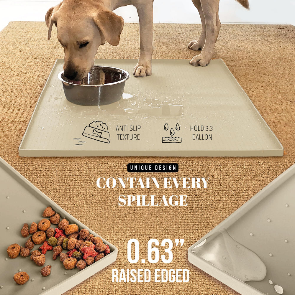 Averyday non-slip mat stays flat and in place during feeding.