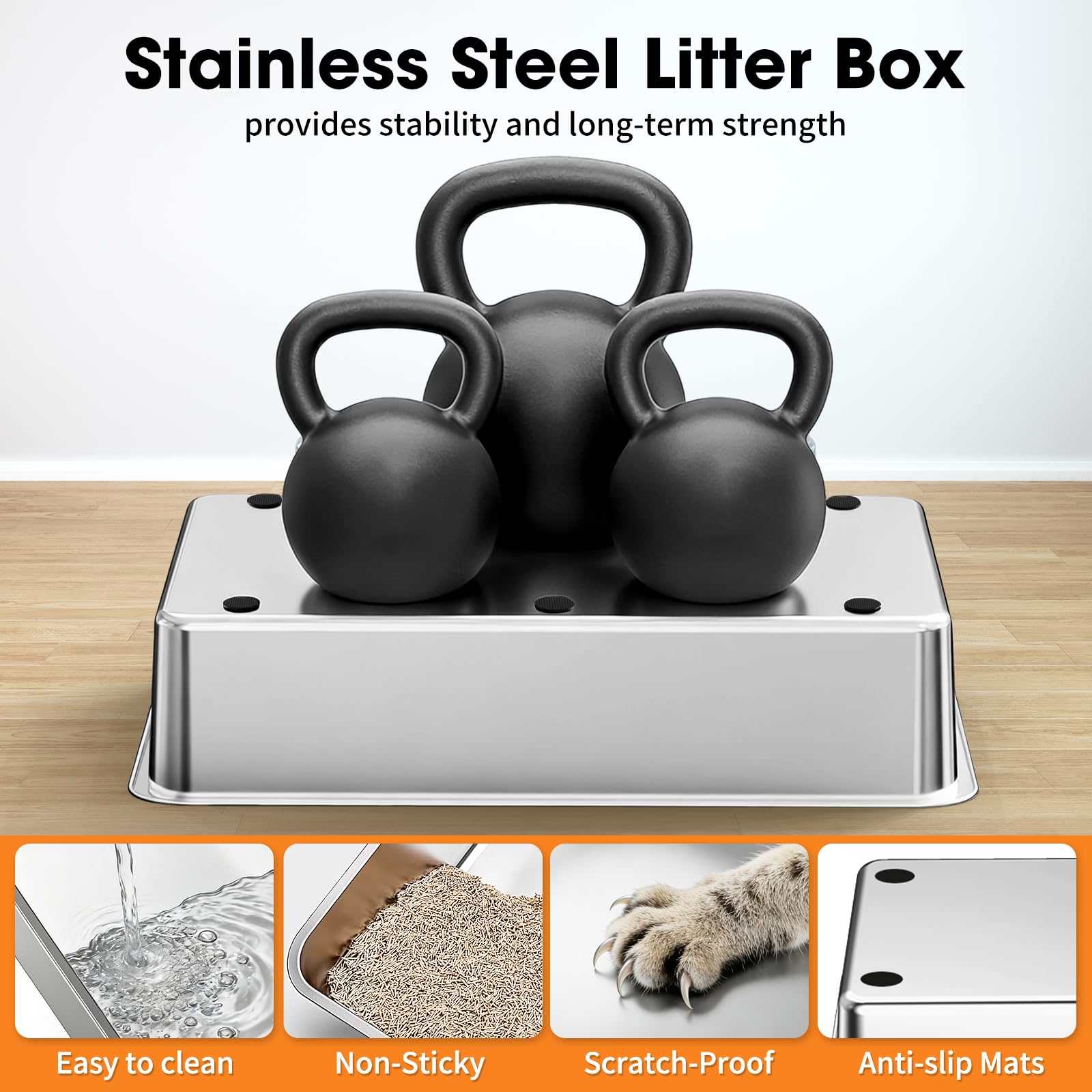 Avgooscalb leak-proof design keeps urine contained in the stainless steel bin