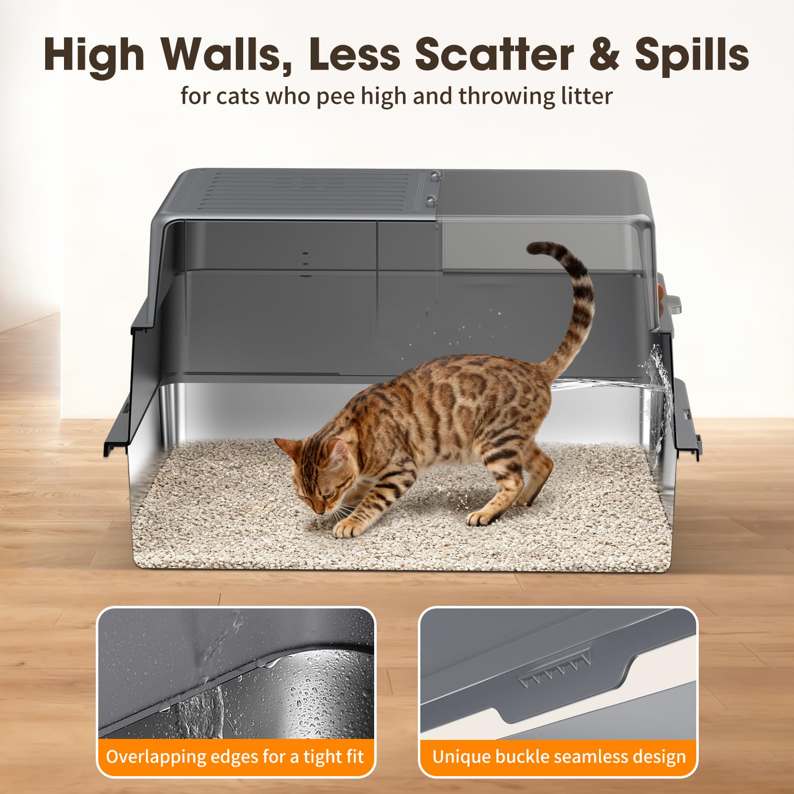 Avgooscalb XXXL side-wall design reduces leaks and litter scatter.