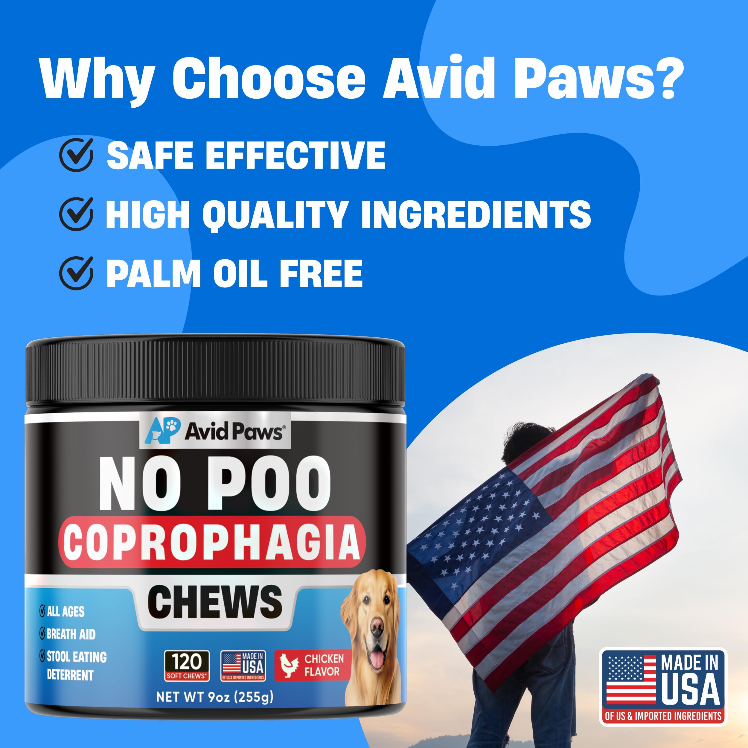 Avid Paws No Poo Chews in a dog bowl demonstrates simple serving
