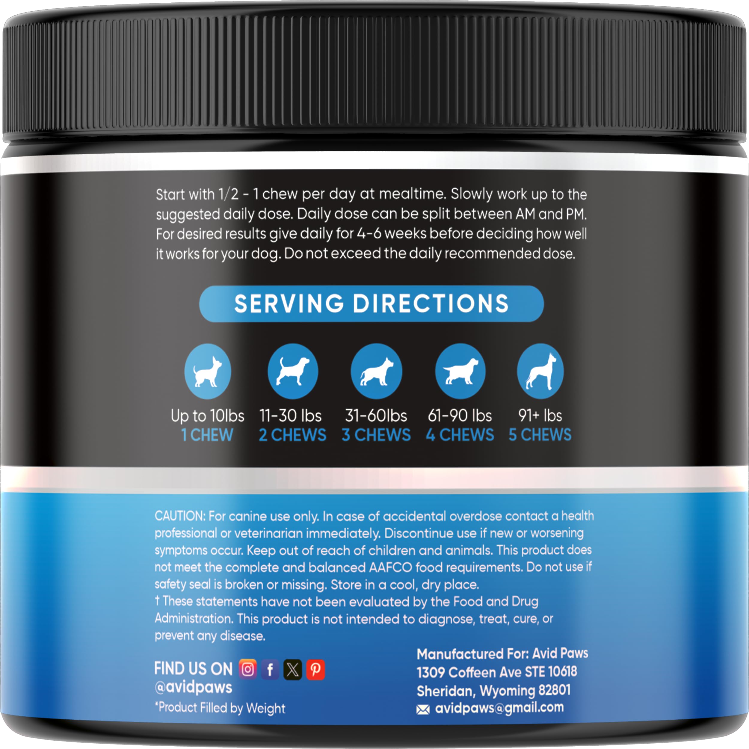 Avid Paws No Poo Chews reseal cap preserves freshness