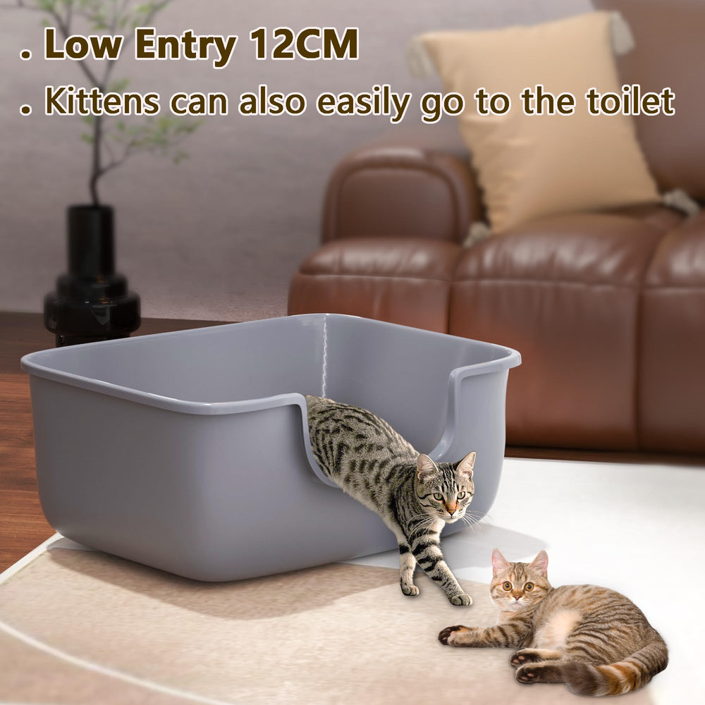 AVIUIA high-sides litter box minimizes litter splash and mess.