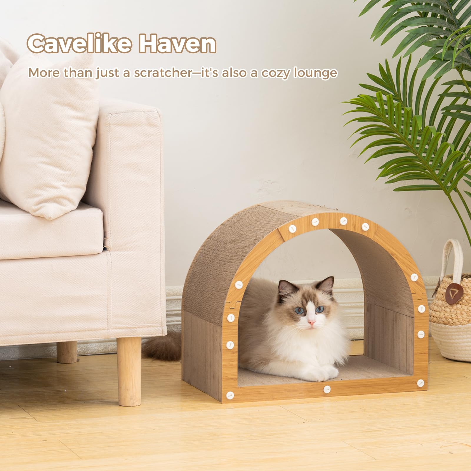 Avont Cardboard Scratcher House compact dimensions fit small living spaces.