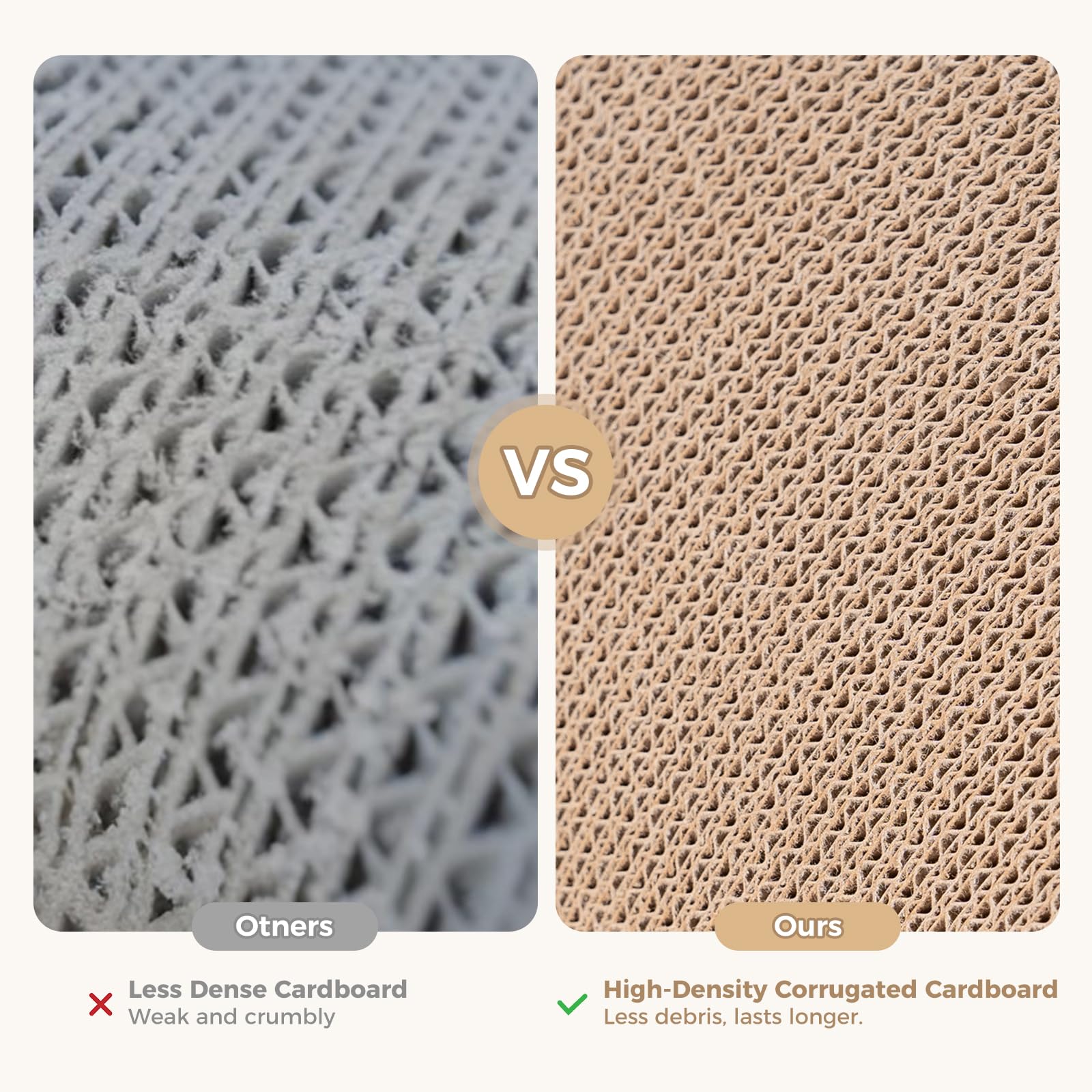 Avont Cardboard Scratcher uses eco-friendly multi-layer corrugated cardboard for durability.