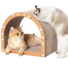 Avont Cardboard Scratcher House front view shows sturdy, cat-friendly design for indoor spaces.