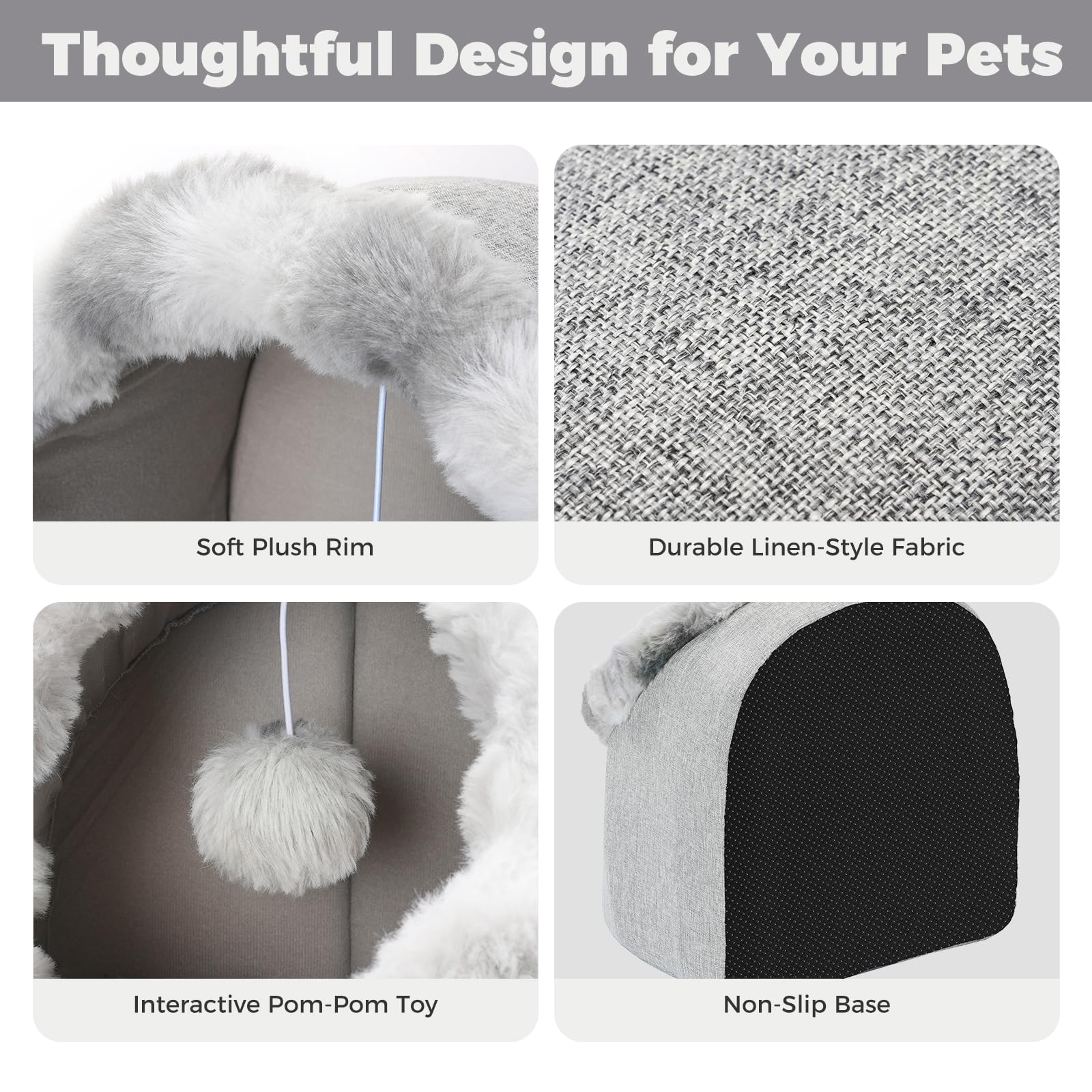 Avont cat bed cave anti-slip bottom keeps the bed stable.
