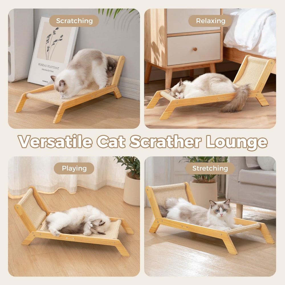 Avont Cat Scratcher Bed – cat in-use demonstrating lounge and scratch combo.