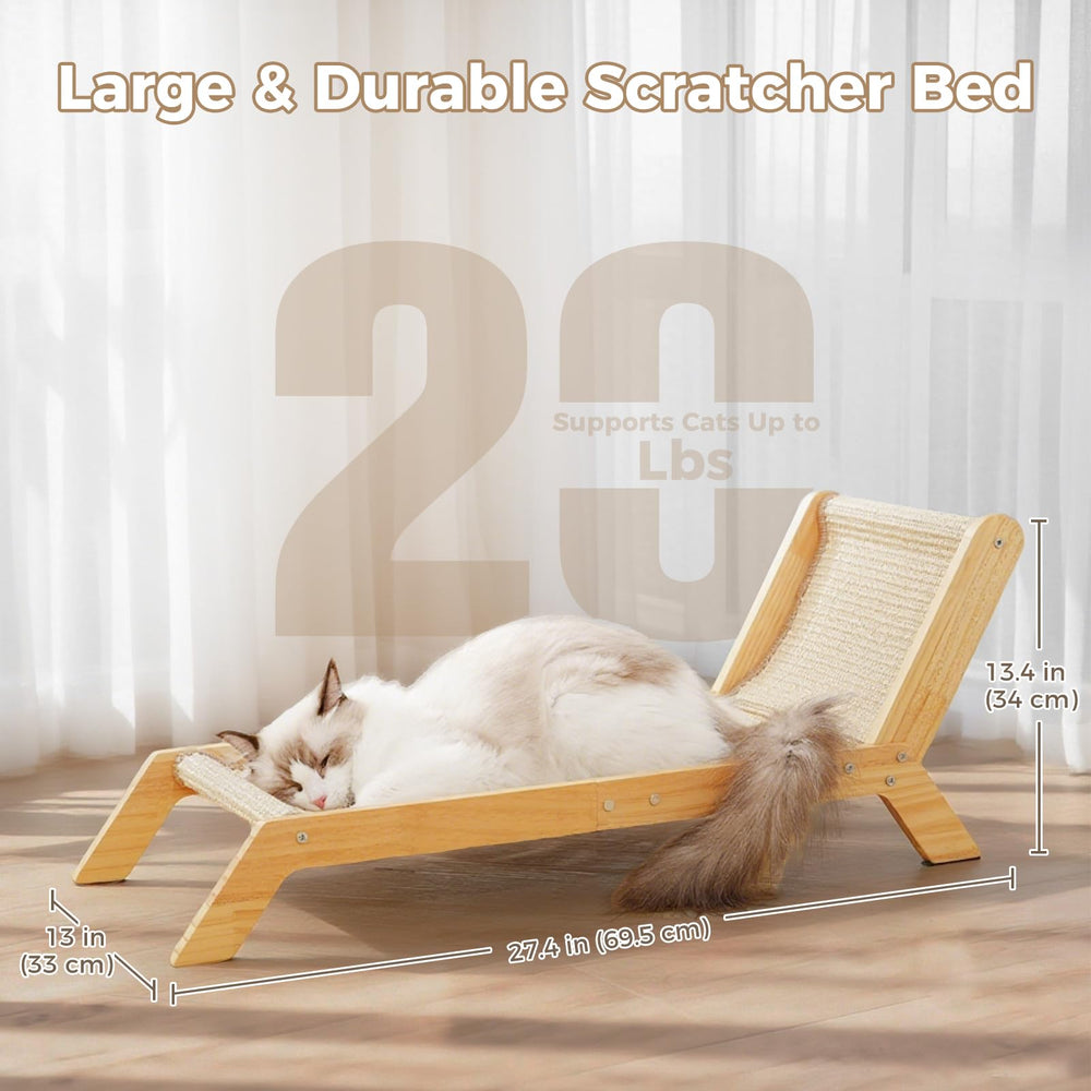 Avont Cat Scratcher Bed – solid wood frame visible, sturdy and stylish.